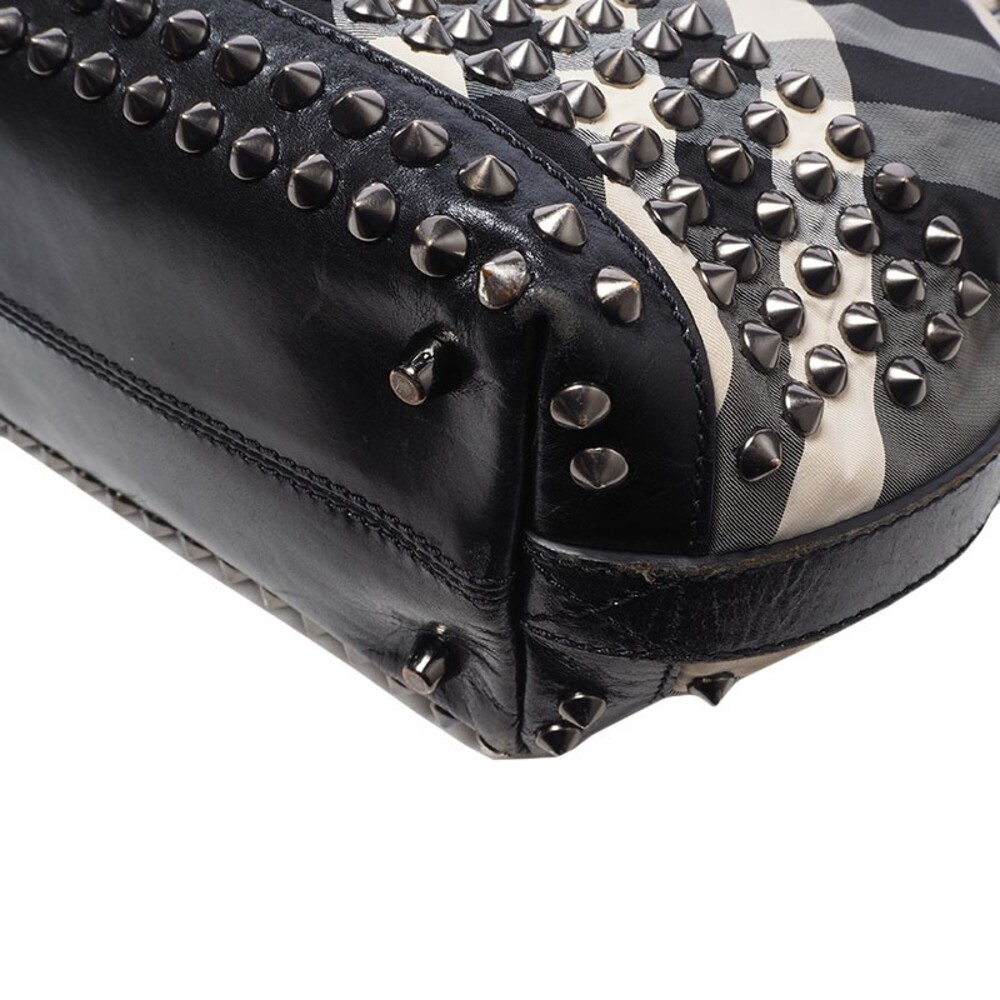 Burberry Nylon Check Studded Hobo #249691B28B - Picture 6 of 8